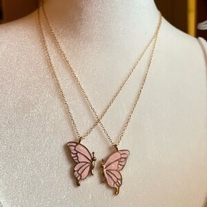 Pink butterfly necklace